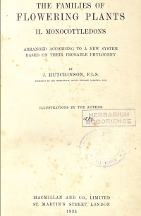 The families of flowering plants. volume II— monocotyledons