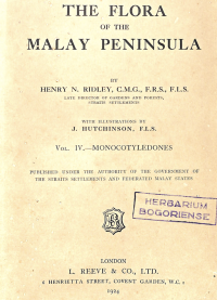 The flora of the Malay Peninsula vol. IV. monocotyledones